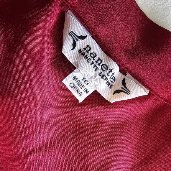 Nanette Lepore Tie Neck Tiered Shirt Dress Cranberry size 10 NWT - Picture 7 of 8